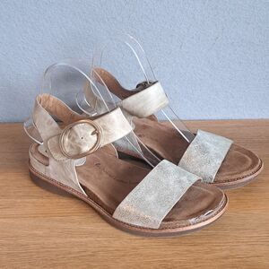 Sofft Bali Women 8 Silver Leather Slingback Open Toe Low Heel Sandals